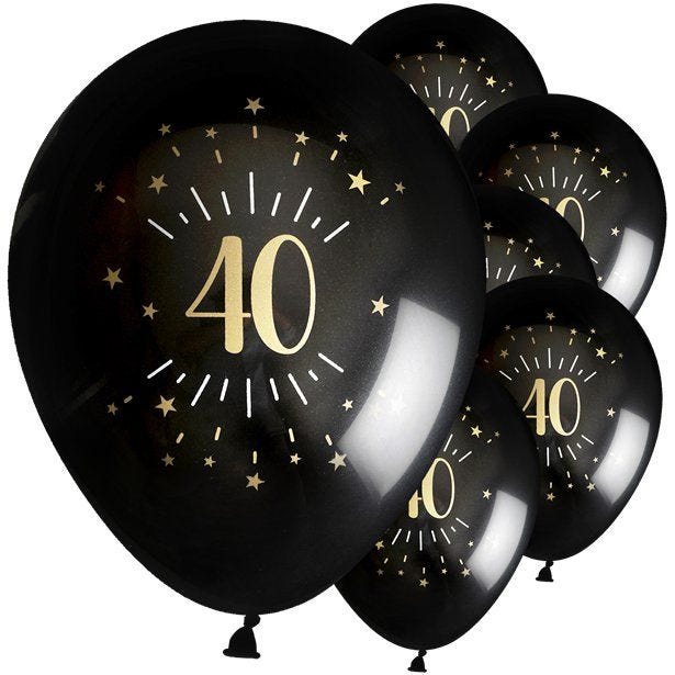 Sparkling Gold 40th Balloons - 9" Latex (6pk)