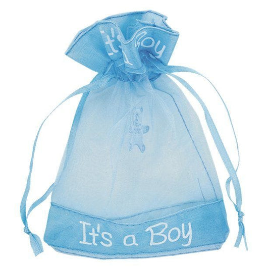 It's A Boy' Organza Pouch - 9.5cm x 13cm (10pk)