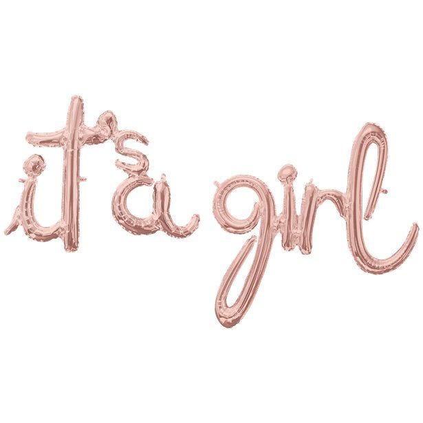 Rose Gold It's A Girl Phrase Balloon - 56" Foil