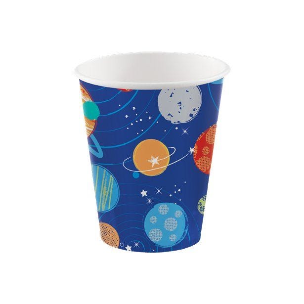 Blast Off Birthday Paper Cups - 266ml (8pk)