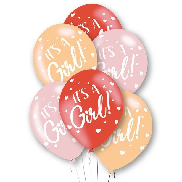 It's a Girl Latex Balloons - 11" (6pk)