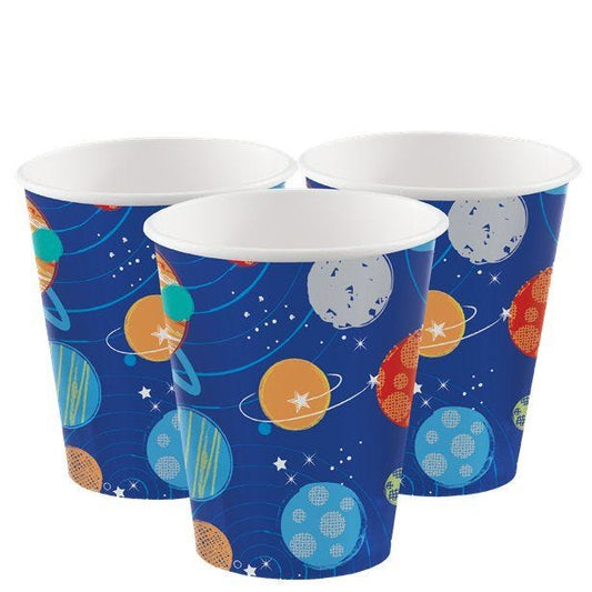 Blast Off Birthday Paper Cups - 266ml (8pk)