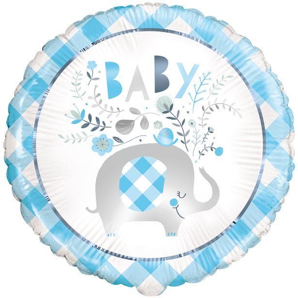 Blue Floral Elephant Foil Balloon - 18"