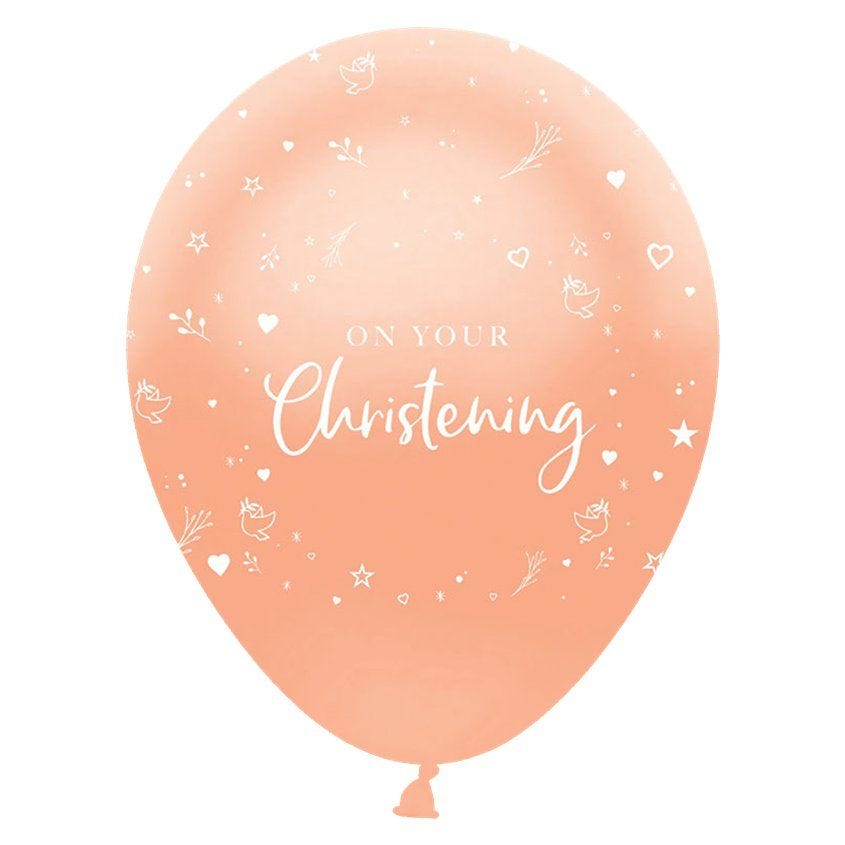 On Your Christening Pink Balloons - 12" Latex (6pk)